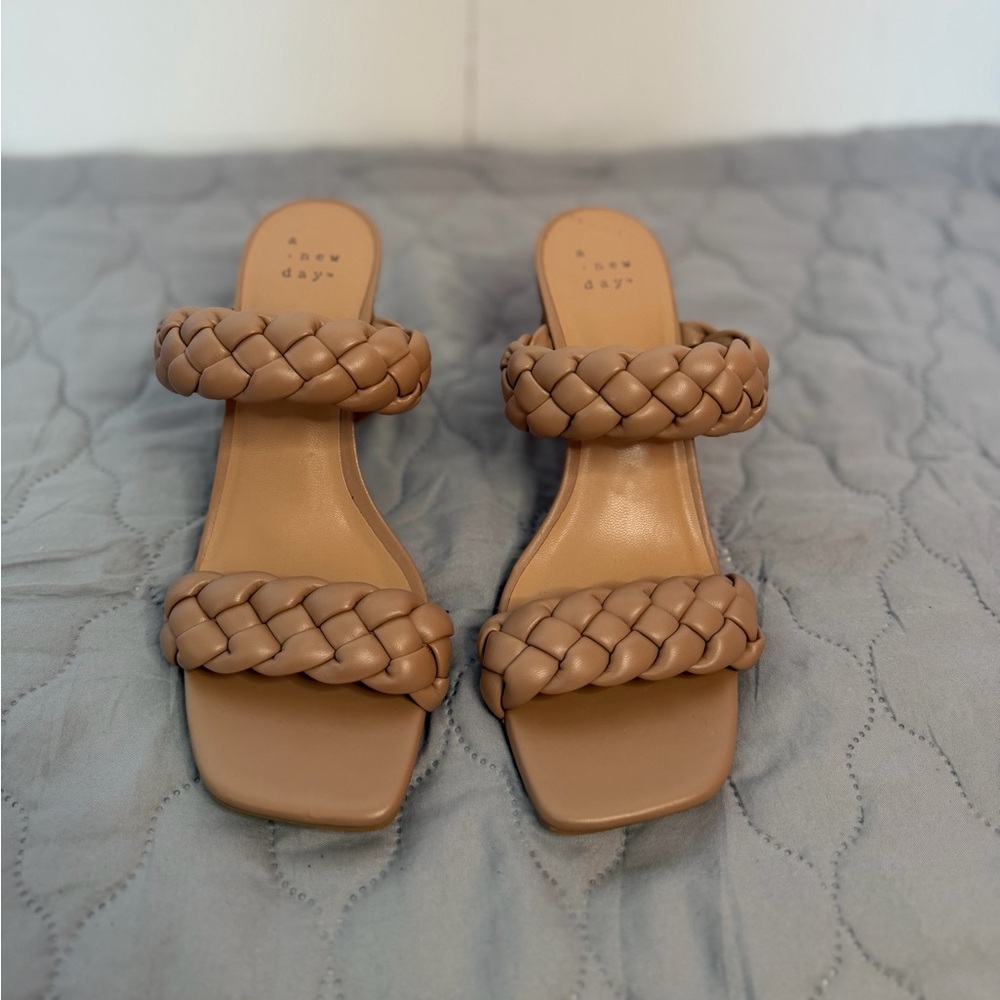 Target Braided Double-Strap Slide Sandals in Tan
